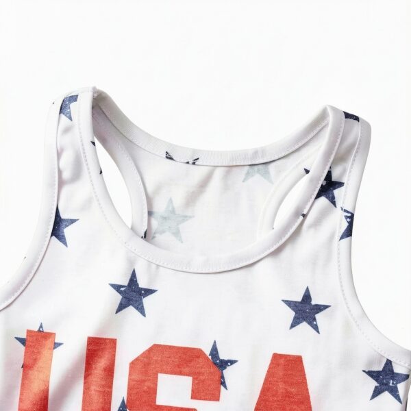 Patriotic Tank Top Cotton Blend USA Flag Design Kids Womens-3