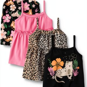 The Childrens Place Cheetah Tank Tops 4 Pack Girls Cotton-0