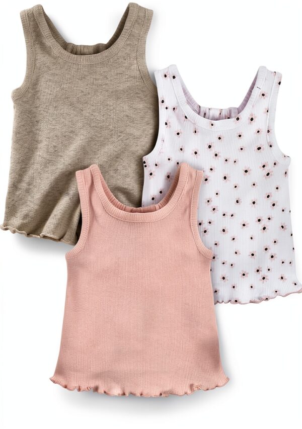 Gerber Baby Girls Racerback Tank Tops Soft Cotton Casual-0