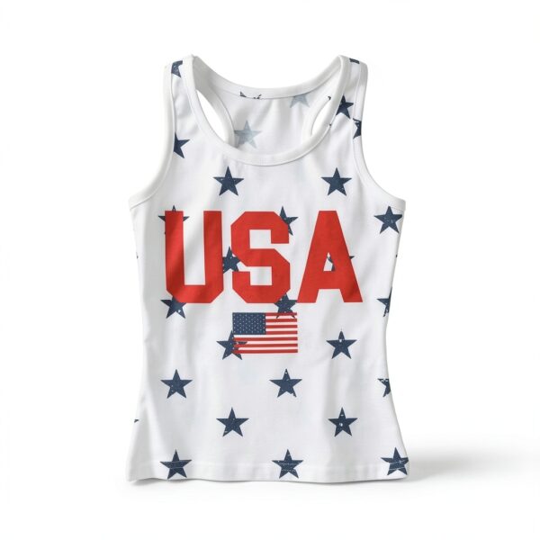 Patriotic Tank Top Cotton Blend USA Flag Design Kids Womens-2