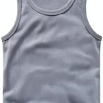 Baby Girls Cotton Tank Top Light Blue Soft Sleeveless Shirt-0