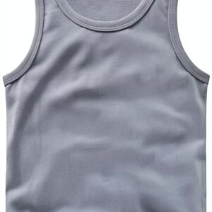Baby Girls Cotton Tank Top Light Blue Soft Sleeveless Shirt-0