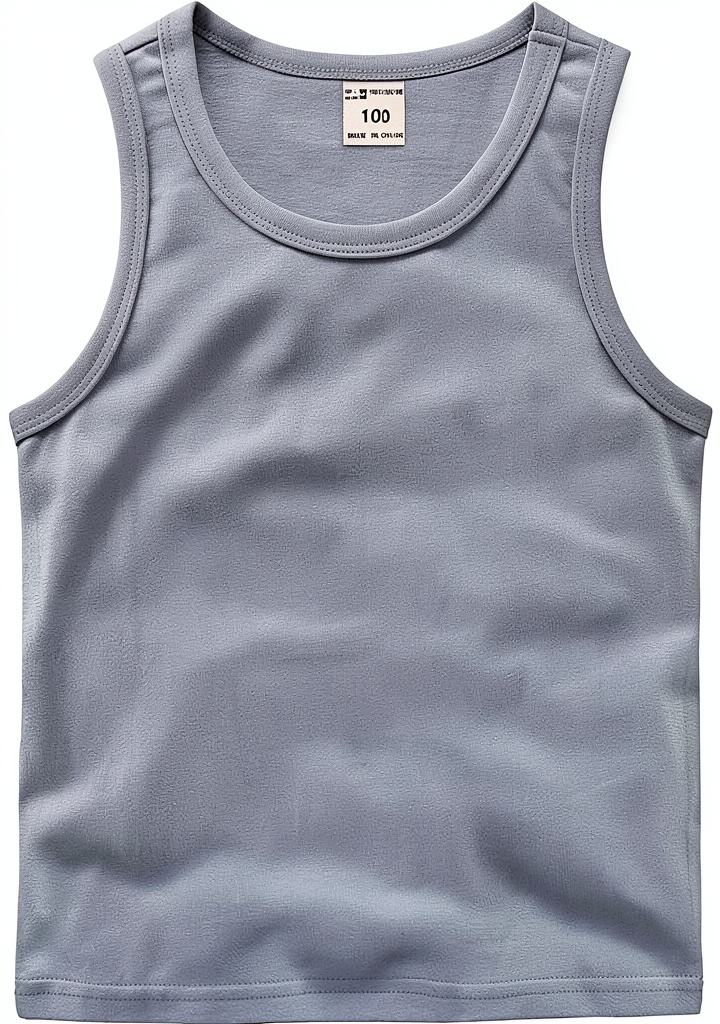 Baby girl wearing light blue cotton tank top in a sunny outdoor setting