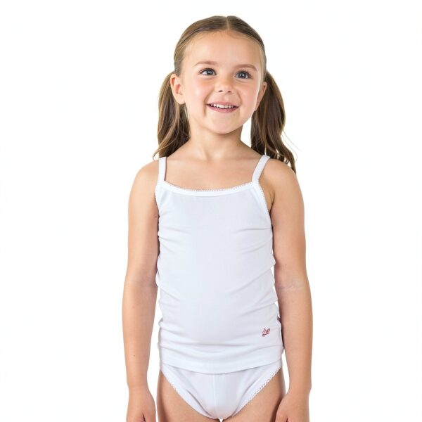 Girls Cotton Undershirt Tagless Comfort Fit Rib White-3
