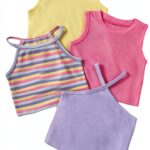 Baby Girls Tank Tops Soft Ribbed Halter Cropped 4pcs Set-0