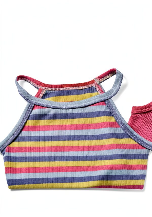 Baby Girls Tank Tops Soft Ribbed Halter Cropped 4pcs Set-3
