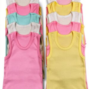 Girls Cotton Ruffle Hem Tank Tops Soft Assorted Colors-0