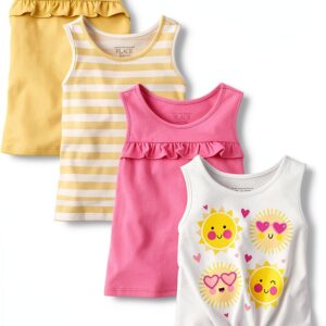Baby Girls Tank Tops Sun Valley Ruffle 4 Pack Cotton-0