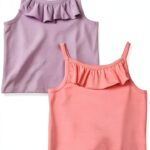 Gerber Baby Girls Ruffle Tank Tops Soft Cotton Playwear-0
