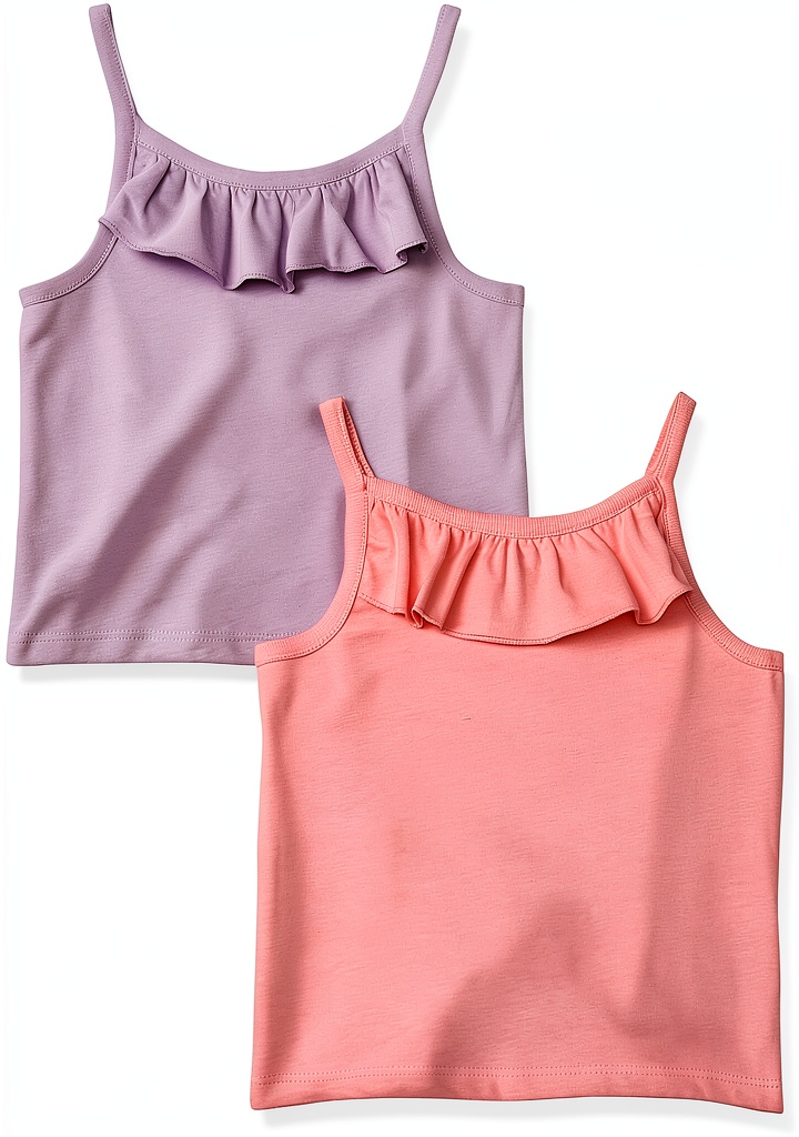 Gerber baby girls ruffle tank tops in blue and pink colors