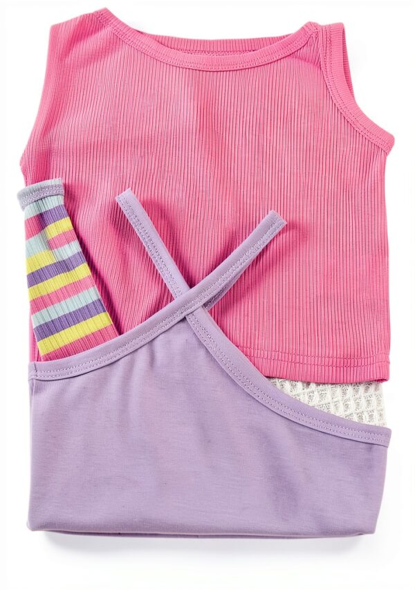 Baby Girls Tank Tops Soft Ribbed Halter Cropped 4pcs Set-4