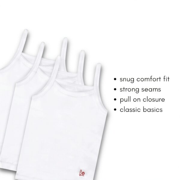Girls Cotton Undershirt Snug Fit Tagless Rib White Solid-1
