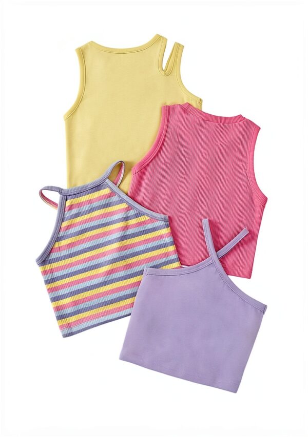Baby Girls Tank Tops Soft Ribbed Halter Cropped 4pcs Set-1