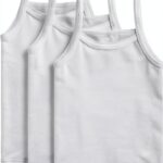 Girls Cotton Undershirt Snug Fit Tagless Rib White Solid-0