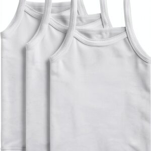 Girls Cotton Undershirt Snug Fit Tagless Rib White Solid-0