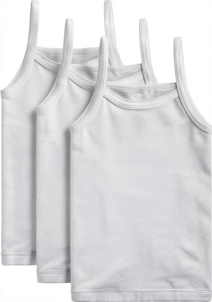 Girls wearing cotton undershirts in white colors