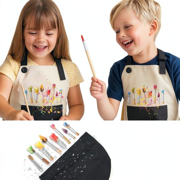 Kids Painting Apron FdcZeyxior Adjustable Waterproof with Large Pocket-5