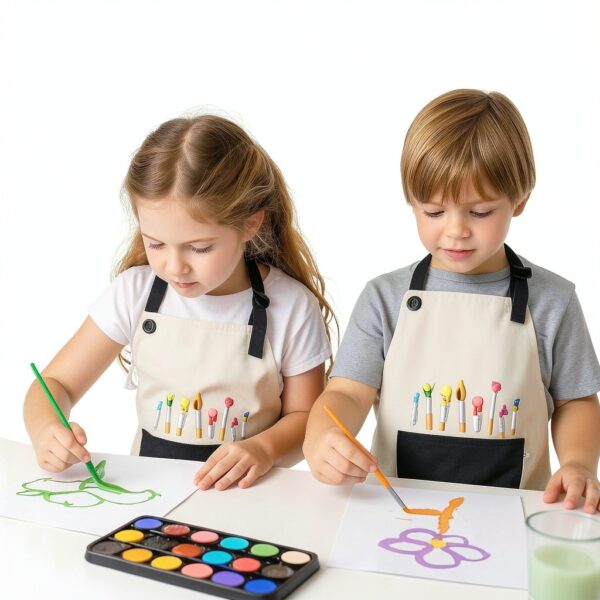 Kids Painting Apron FdcZeyxior Adjustable Waterproof with Large Pocket-3