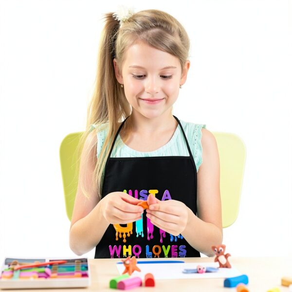 Kids Slime Apron by JUST A GIRL WHO LOVES Waterproof Polyester Apron-4