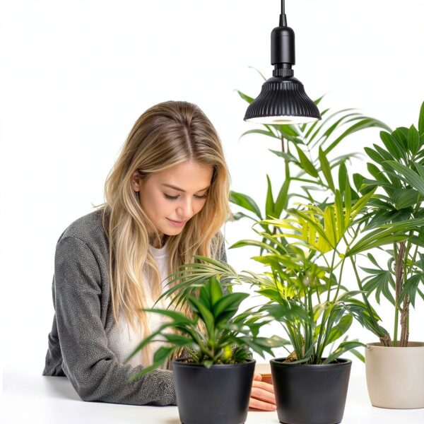 Bstrip Hanging Grow Light for Indoor Plants Full Spectrum, Black Plant Bulb with Optical Lens for Enhanced PPFD, Pendant Grow Light with Timer, 16.4 FT Power Cord, Perfect for Tall Plants and Flowers-1