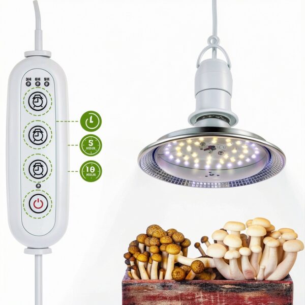 Meonum Mushroom Grow Light with 3/6/9 Hour Timer, LED Hanging Bulb for-1