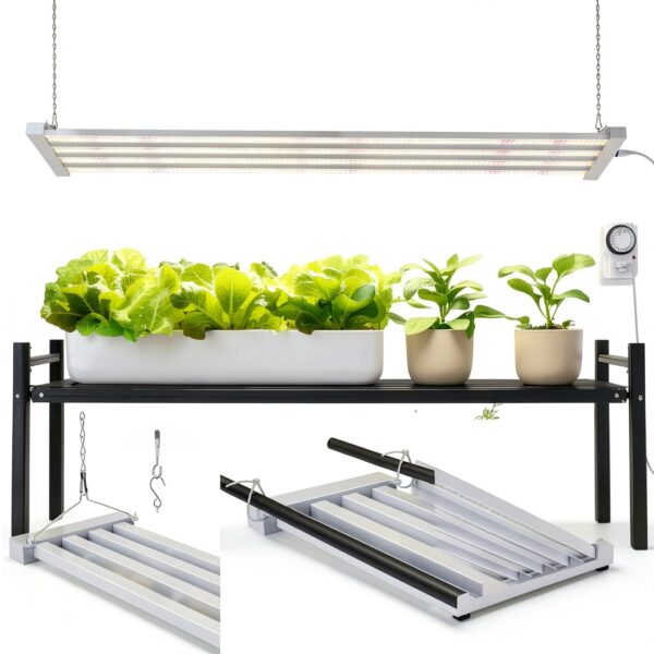Barrina TX-L84 4FT Grow Lights for Indoor Plant, 336W (4 x 84W), 4 LED Panels Wider Coverage, Full Spectrum, High PPFD, Mechanical Timer, Linkable, Hanging Light for Indoor Vegetable, Seeding, 4 Packs-2