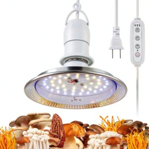 Meonum Mushroom Grow Light with 3/6/9 Hour Timer, LED Hanging Bulb for-0
