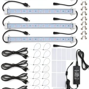 Litever Grow Light Strip Kit 45W, 4 pcs 16 Inches LED Grow Light Strips with Extension Cables, Mounting Accessories for Greenhouse, Grow Shelf. Perfect for Indoor Growing-(4-Strip-Kit)-0