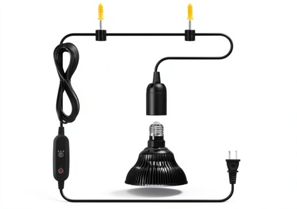 Bstrip Hanging Grow Light for Indoor Plants Full Spectrum, Black Plant Bulb with Optical Lens for Enhanced PPFD, Pendant Grow Light with Timer, 16.4 FT Power Cord, Perfect for Tall Plants and Flowers-7