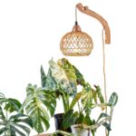 Bstrip Hanging Grow Lights for Indoor Plants, 18W Full Spectrum, Boho Rattan Lantern Shade, 3800K Wall-Mounted Decorative Plant Light with 9.8FT Power Cord, Ideal for Tall Plants, Flowers-0